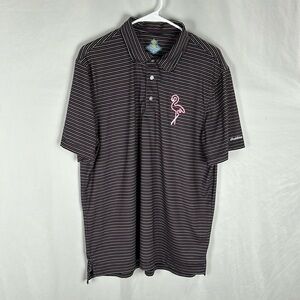 Chubbies Black Pink Striped Flamingo Suh Dude Performance Golf Polo Shirt Large